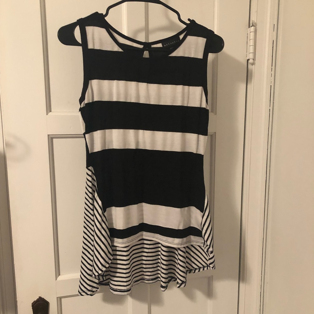 Metaphor black and white striped top